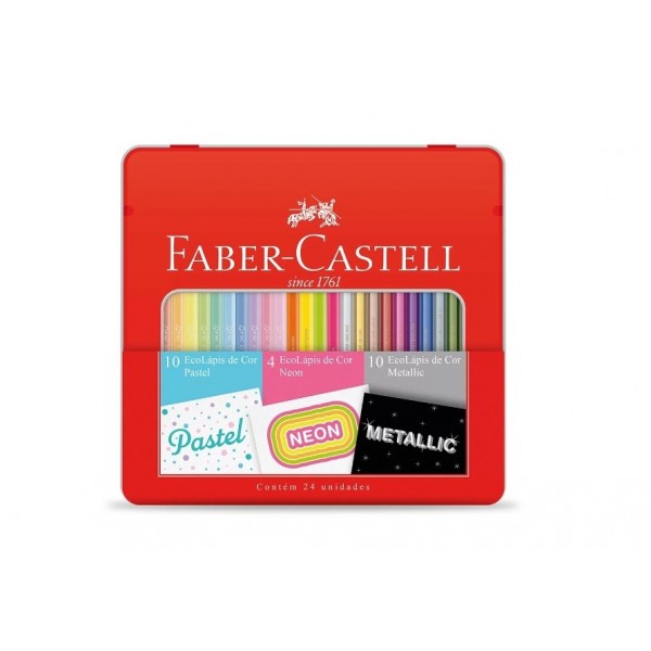 Lapis Cor Faber Grip 24 láp Lata Pastel/Neon/Metalico