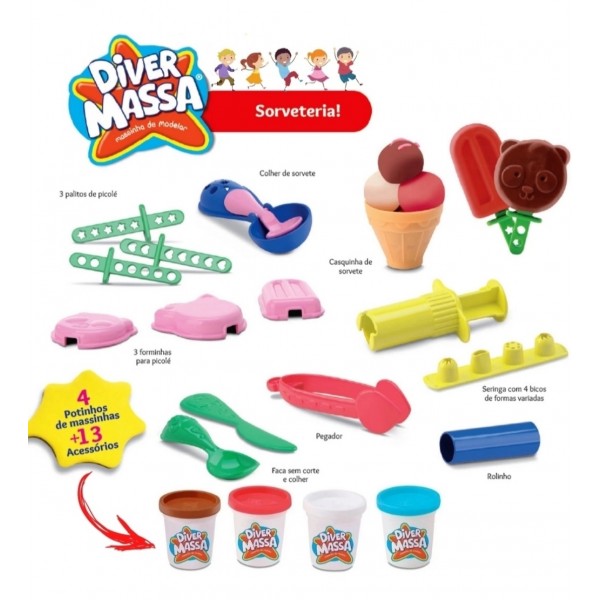 DIVER MASSA SORVETERIA C/ ACESSORIOS DIVER TOYS 8061